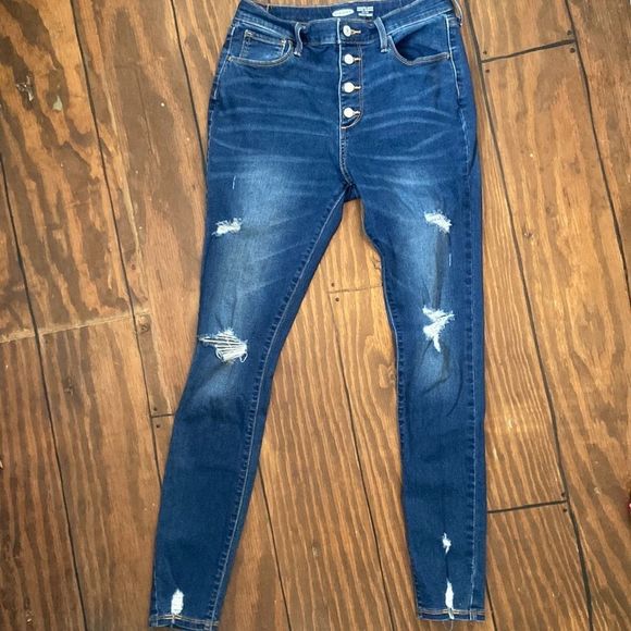 Old Navy Rockstar Super Skinny Jeggings size 18. Dark blue factory distressed ❤️ - Picture 9 of 13